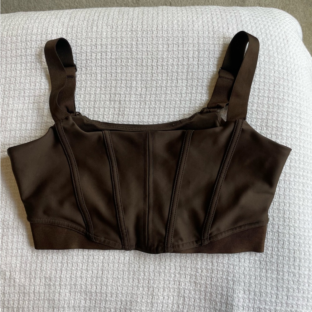 Alo Yoga espresso corset sports bra
